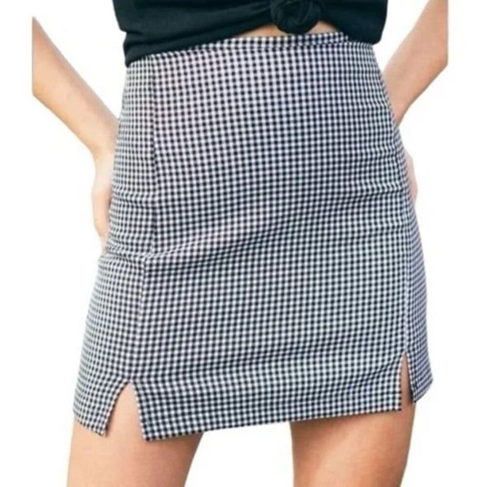 Brandy Melville gingham slit mini skirt